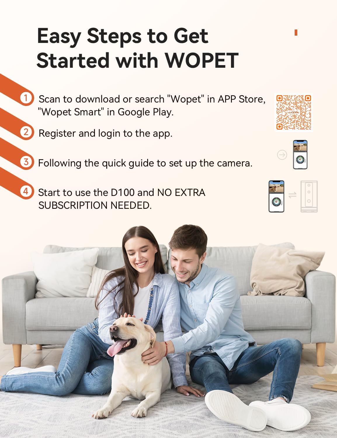 WOPET D100 5G WiFi Dog Camera, 300 Rotating Pet Camera Treat Dispenser with 165 Wide Angle View for Phone App Monitor Pets, 1080P HD, 2-Way Audio,