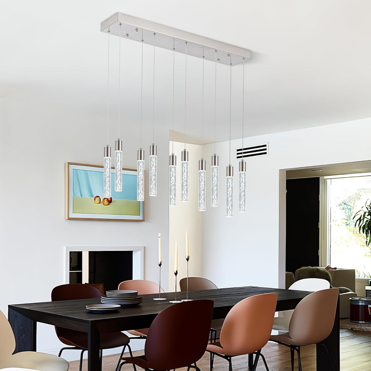 Modern 10-Light Pendant Chandelier – LED Kitchen Island Lighting, Dimmable Ceiling Fixture