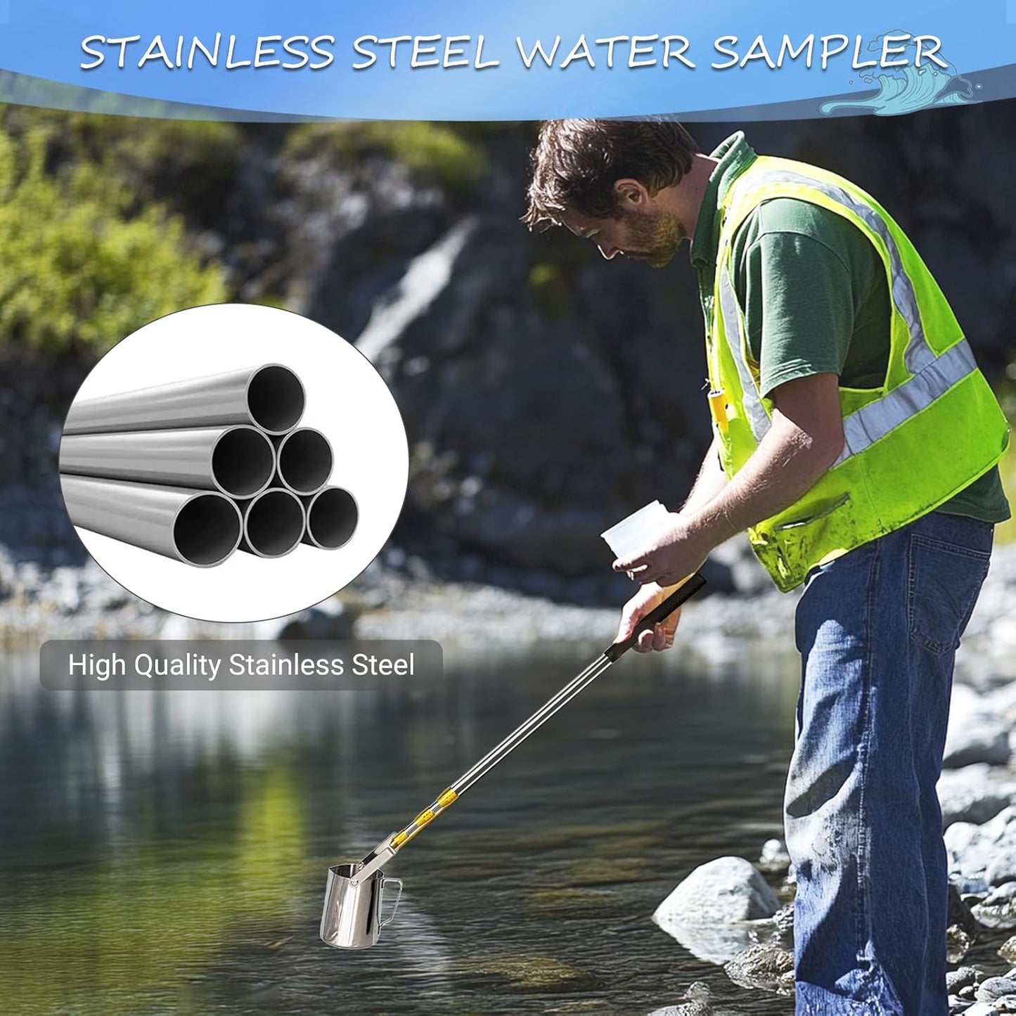 900ml Water Sampler – Telescopic Water Sampler for Laboratory, Food & Beverage, and Environmental Testing