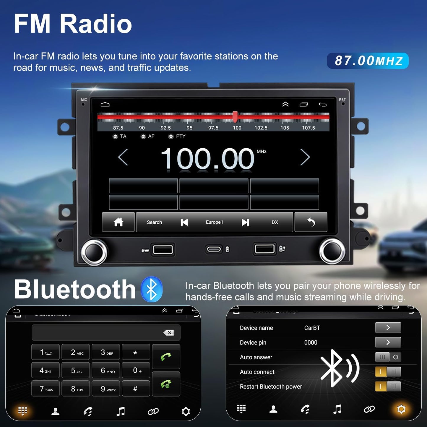 Car Radio for Ford F150 F-150 2004-2008, F250/F350 2006-2016, Mustang 2005-2009, E150/E250/E350 2009-2014, Expedition Explorer 7 Inch Touchscreen Stereo, Wireless CarPlay Android Auto GPS BT FM Camera