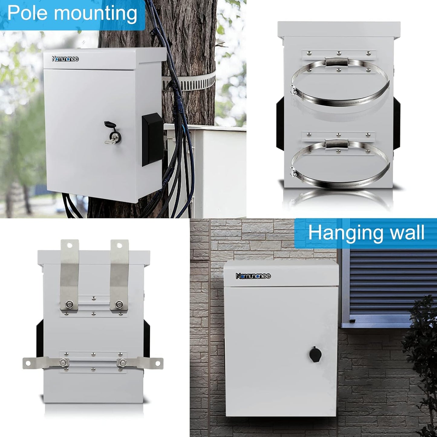 Namunanee Outdoor Electrical Box, Cold-Rolled Steel Plate, Aluminum Alloy Back Beam, One-Piece Ventilation Design, IP65 Waterproof, Wall/Pole