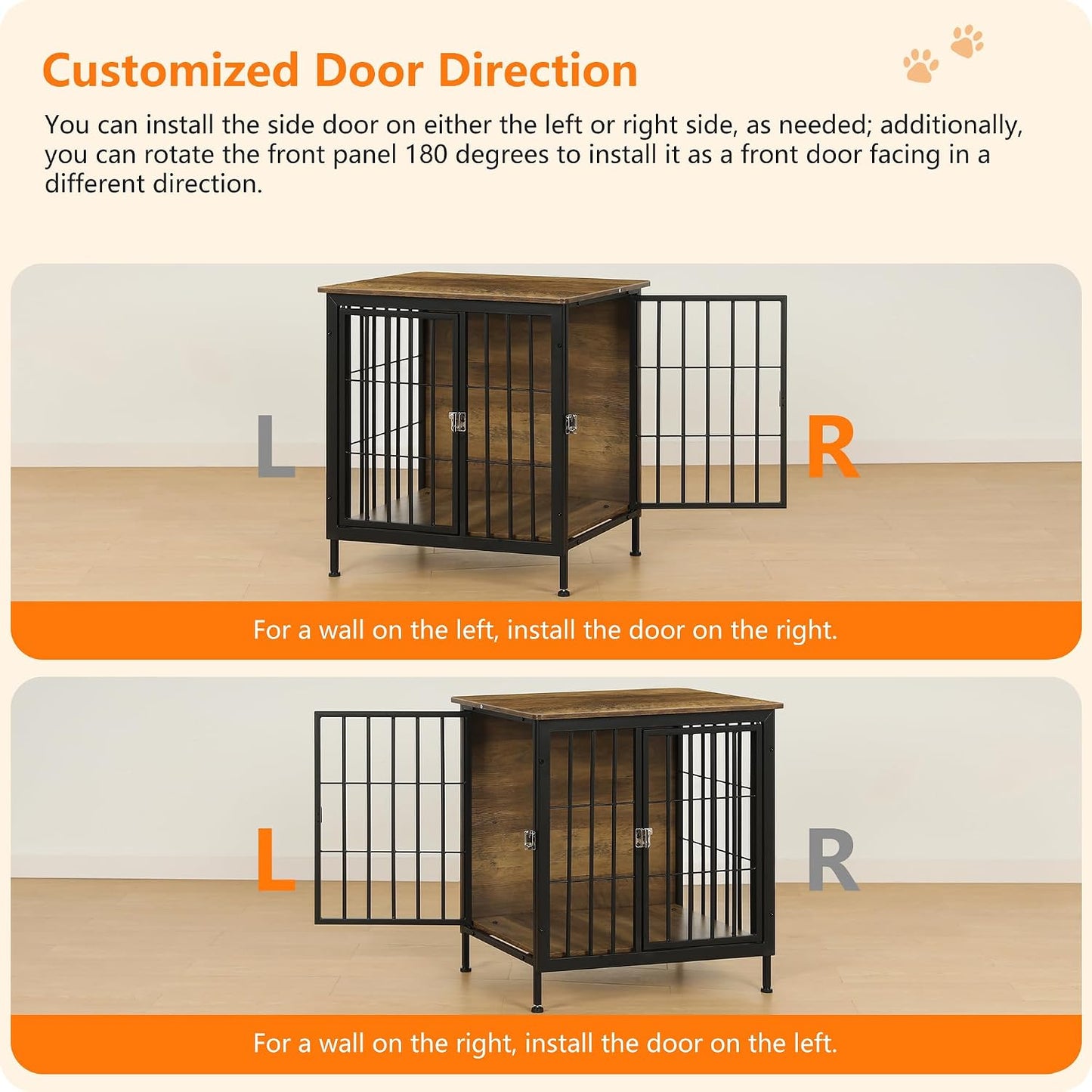 DWANTON Dog Crate Furniture, Heavy Duty Dog Crate, Indoor Dog House, Wooden Kennel Table as TV/Night Stand Side/End Table, Small Size, 26.5" L, Warm Brown Warm Brown 26.5"L x 20.1"W x 26.8"H