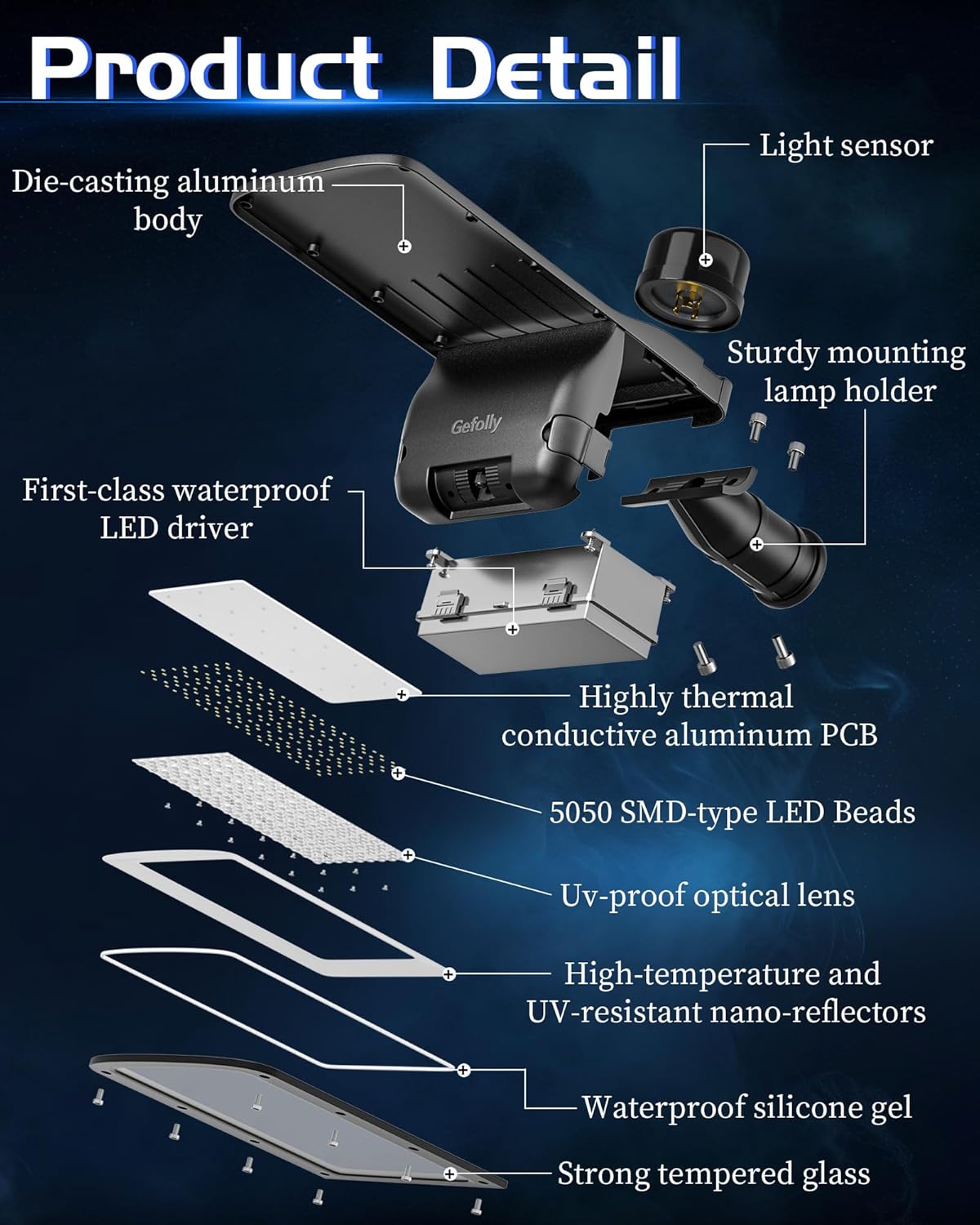 150W Parking Lot Light, 41400 LM Outdoor Commercial Area Lighting with Dusk to Dawn Photocell IP67 6500K Street Flood Security Light for Warehouse