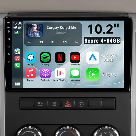 10.2" 8 Core 4+64GB Car Radio Stereo Upgrade for 2009-2012 Dodge Ram 1500 2500 3500, Plug and Play Android 13 Head Unit with Wireless Carplay/Android Auto/1080P Backup Camera 10.2'' QLED TOUCHSCREEN