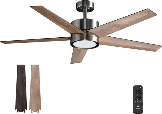 Ceiling Fan 52' with Light: Modern Remote Control Fans Downrod Mounted - Quiet Reversible DC Motor