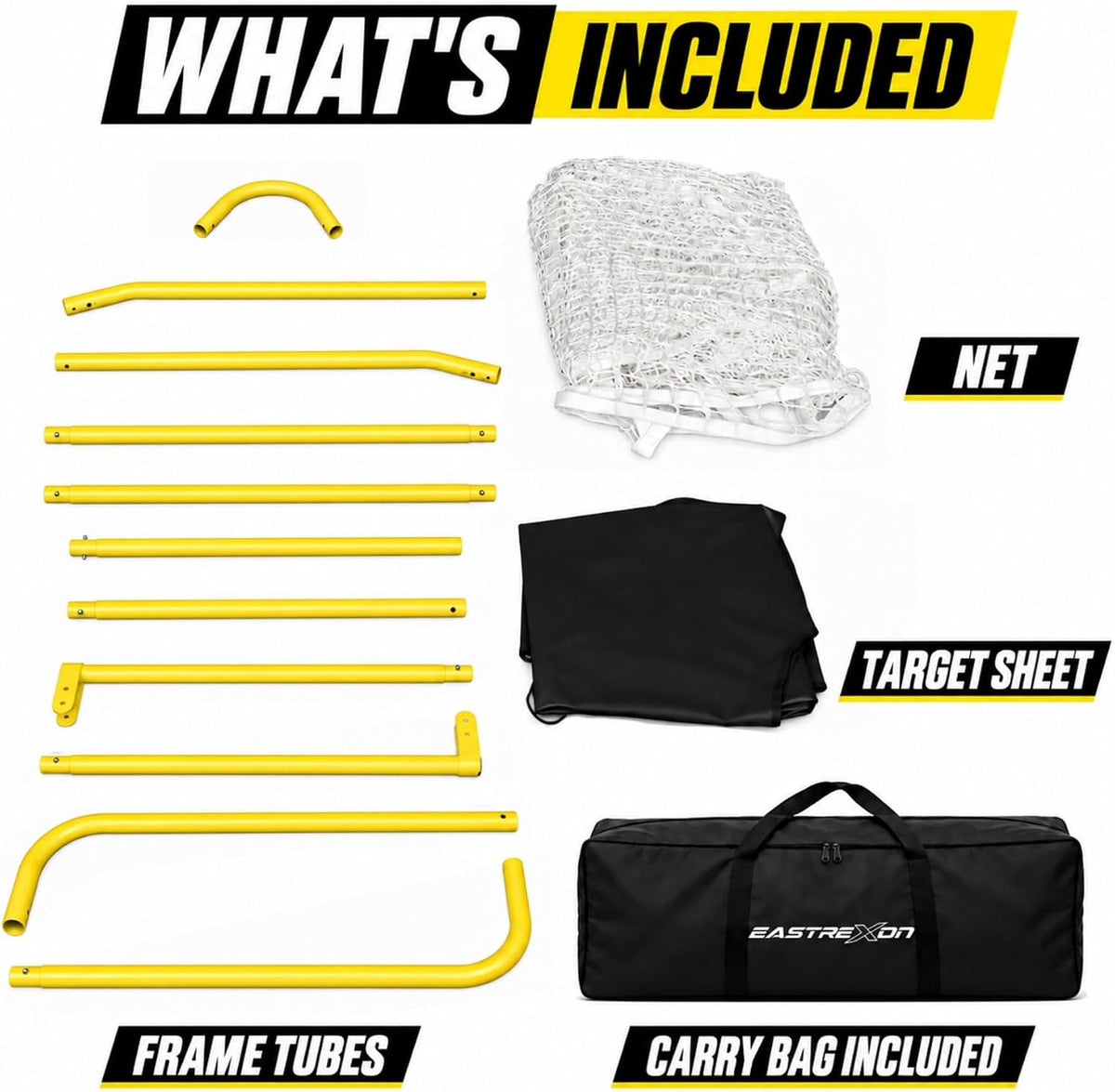 Lacrosse Goal with Target Sheet, 6x6x7 FT, Folding Steel Frame