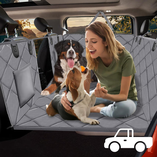 Truck Back Seat Extender for Dogs, Truck Dog Car Seat Cover for Back Seat Supports 400lbs, Hard Bottom Dog Seat Covers for Trucks, Waterproof Dog