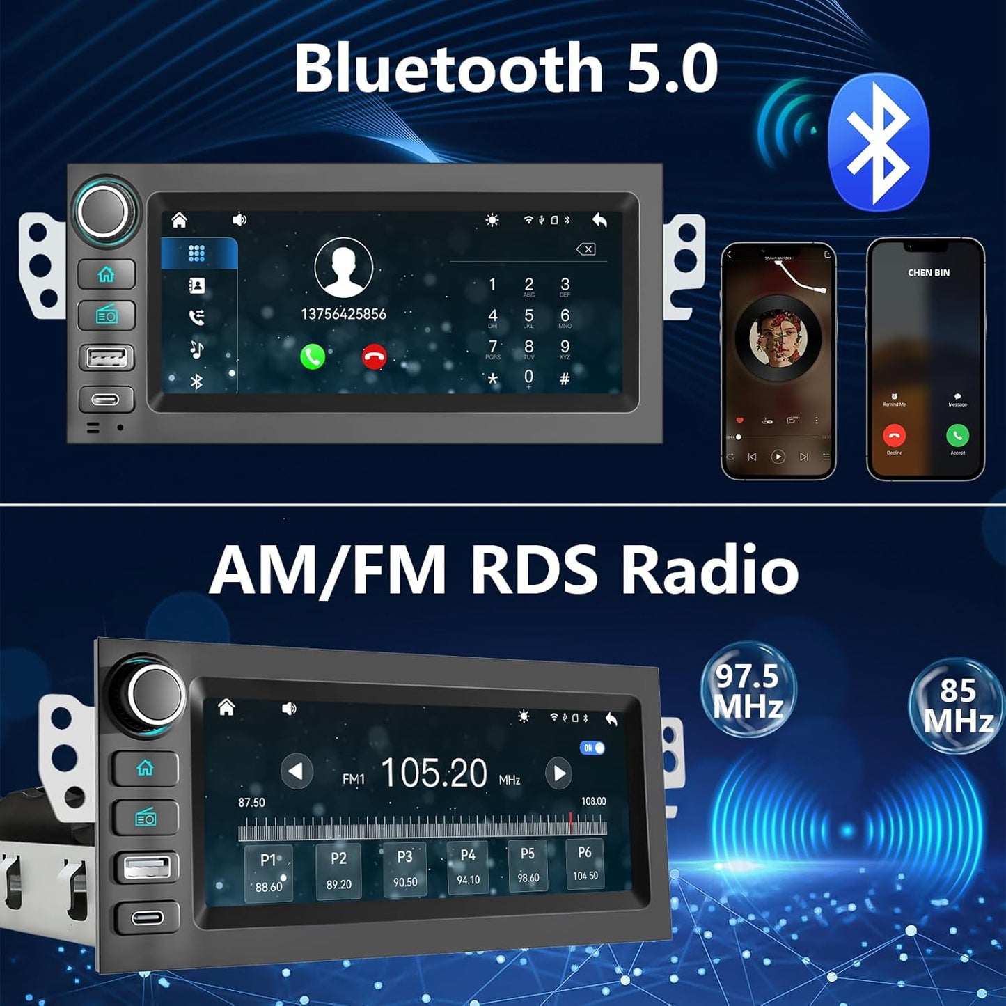 Plug&Play Car Radio for Chevy Camaro 1997-2002，S10 1998-2002，Blazer 1998-2002，for GMC Suburban 1995-1999,Yukon 1995-2002 Sonoma 1998-2002，6.9 Inch IPS Touch Screen with Wireless Carplay Android auto