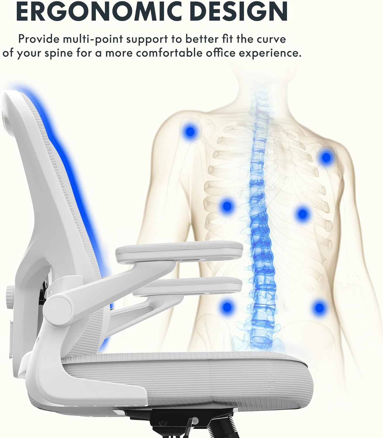 Big and Tall Mesh Office Drafting Chair,Comfortable Computer Chairs with Adjustable Lumbar Support and 3D Flip-Up Armrests,Standing Desk Chairs for