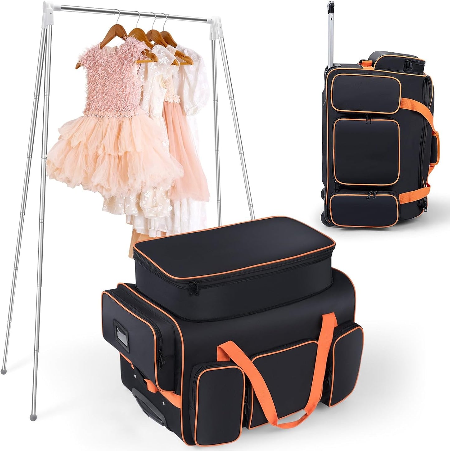 Dance Bag with Garment Rack, 23' Dance Costumes Rolling Garment Bags For Travel, Garment Duffle Bag For Dance Competition Travel Bag with Garment