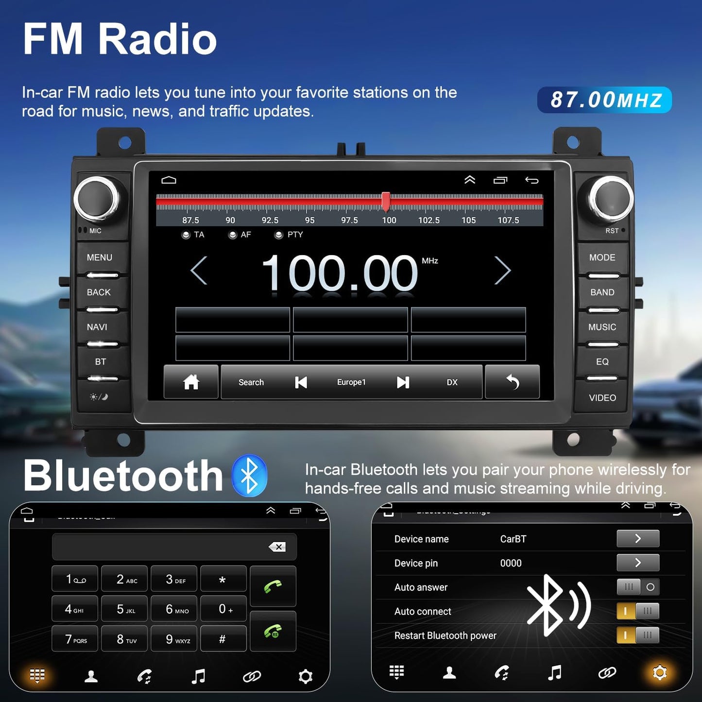 Car Radio for Jeep Grand Cherokee 2011 2012 2013, Dodge Durango 2011 2012 2013, 7 Inch Touch Screen Headunit Stereo Upgrade with Wireless Carplay Android Auto 5GWiFi Backup Camera Bluetooth GPS FM SWC