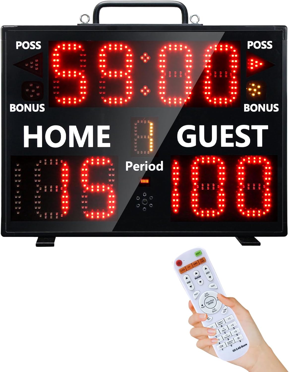 LUCKY TIME Digital Scoreboard with Remote for Sports Games, Display Score with Timer,Built-in Battery & Buzzer, Coach Supplies