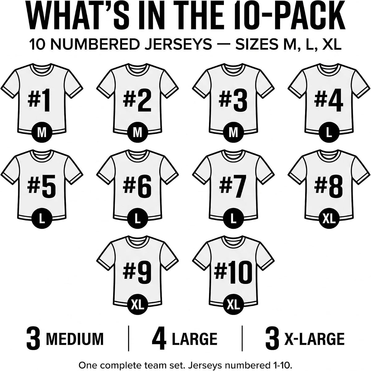Pro90 10-Pack Flag Football Jerseys w/Numbers | #1-10 | Ultimate Frisbee