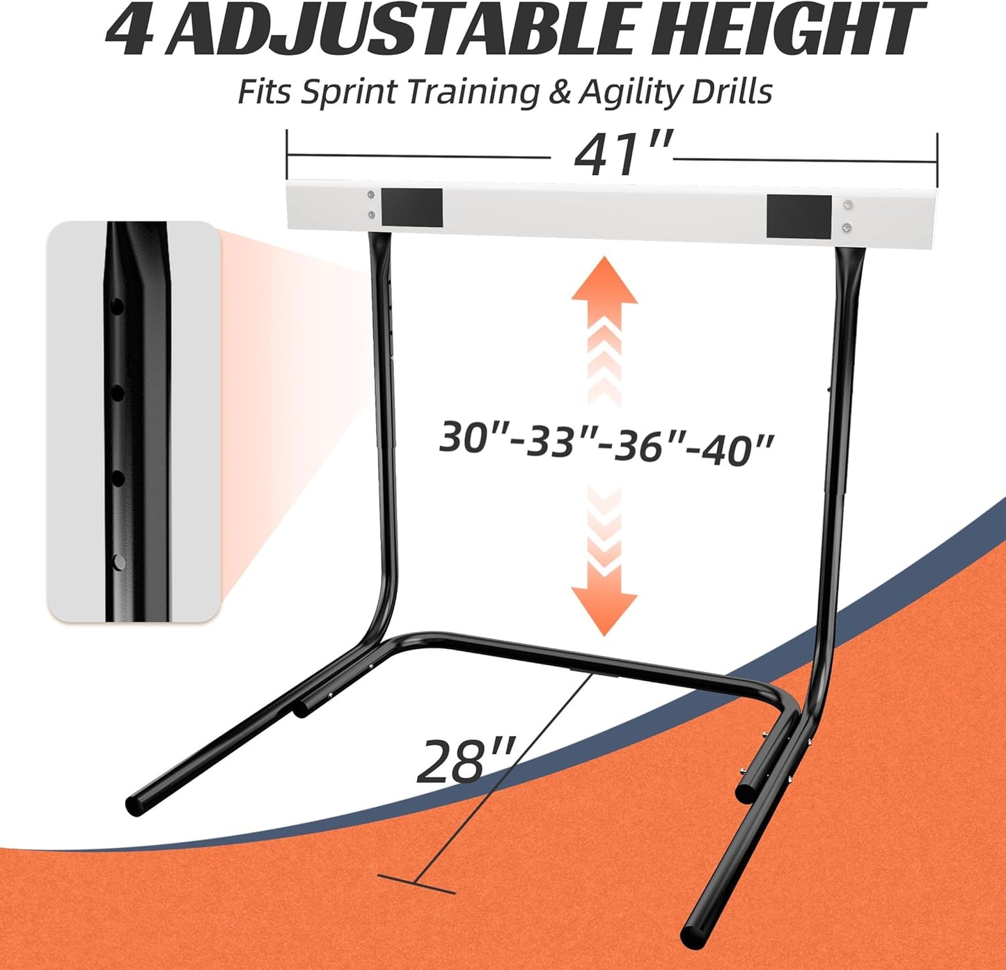 MR Height Adjustable Hurdle for Track and Field, Pro Athletic Hurdle with Heavy-Duty Base Counterweight, Anti-Tip Design for Sprint Training, Competition Practice, Speed Drills