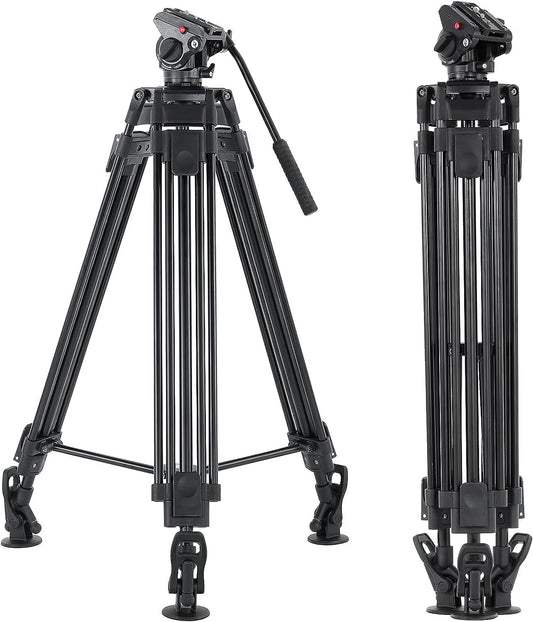 CAMBOFOTO 67 inch Video Tripod Heavy Duty Tripod with 360 Fluid Head,Mactrem Aluminum Tall Tripods Professional Compatible with Canon Nikon Sony DSLR