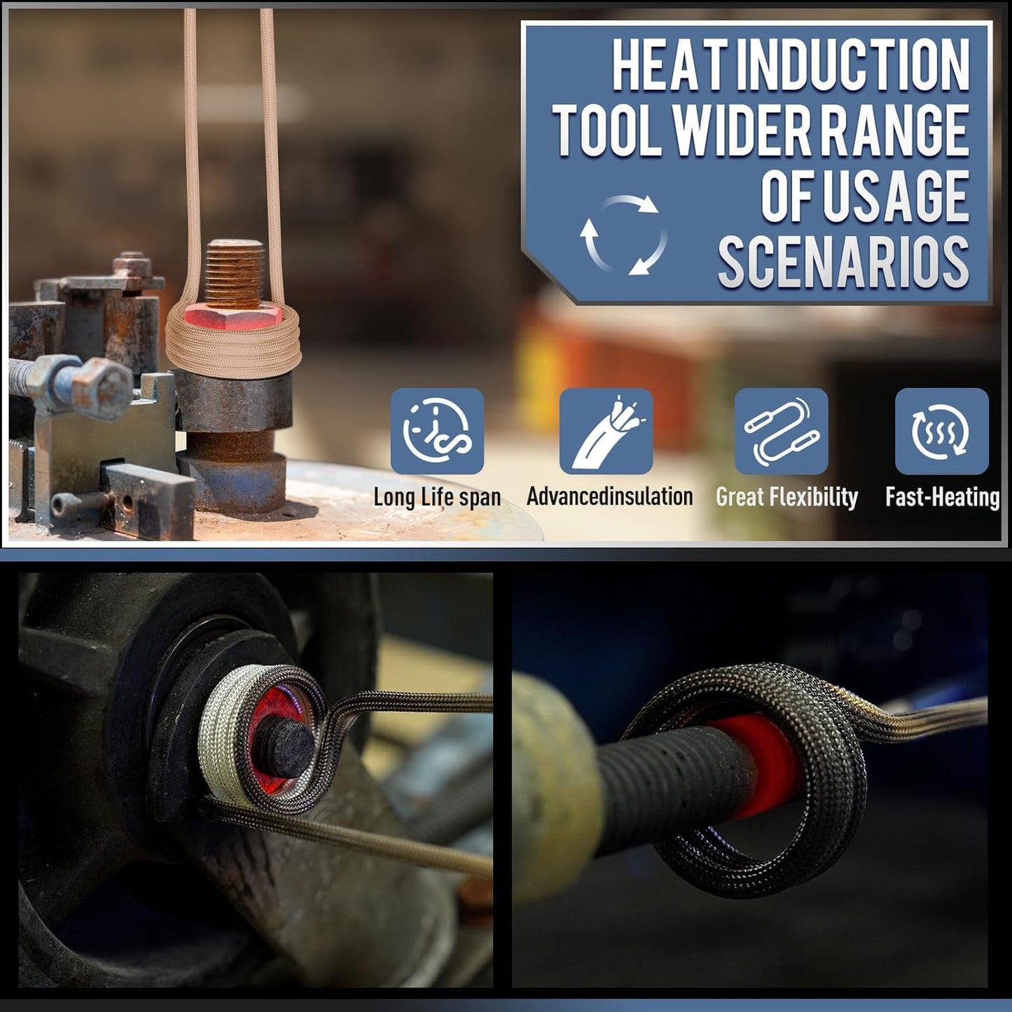 Induction Heater 1300W 110V Bolt Removal,Magnetic Induction Heater Tool with 5 Coils for Rusty Screw Removing,Deep Blue