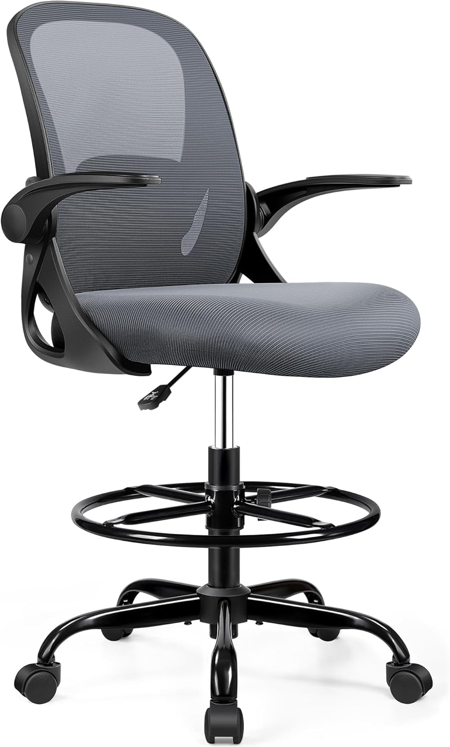 Drafting Chair Tall Office Chair with Flip-up Armrests, Adjustable Height