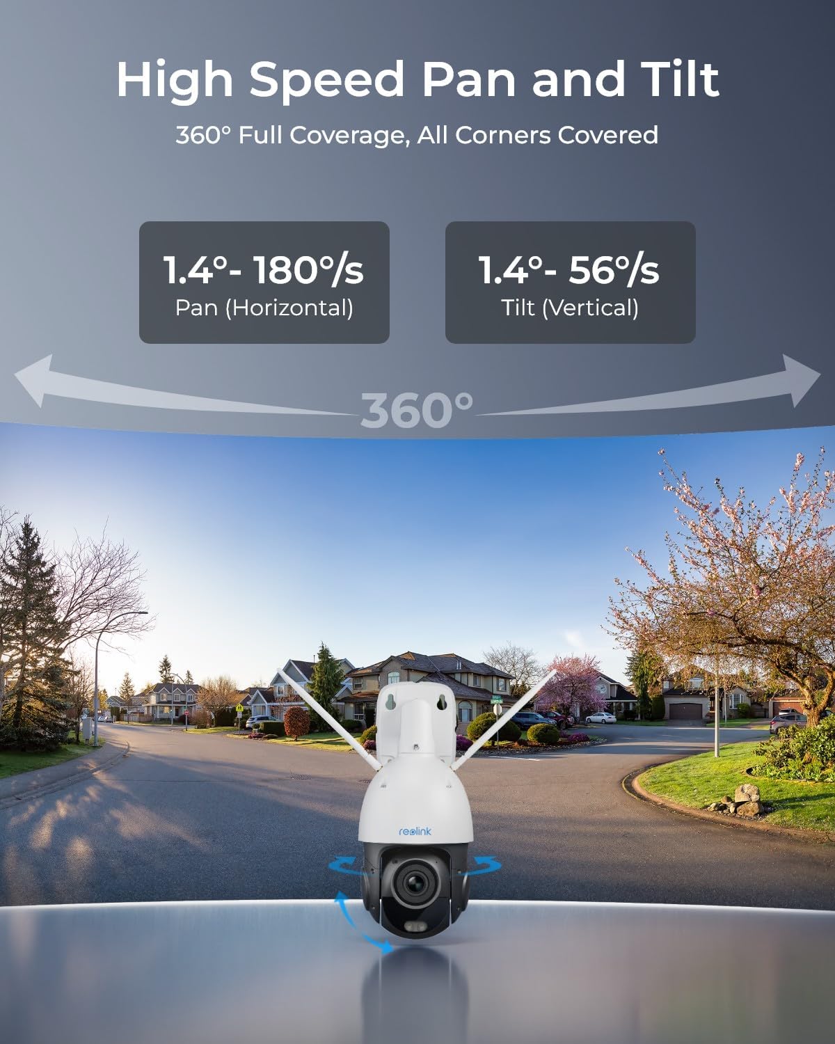 4K 8MP Dual-Band Wi-Fi 6 PTZ Security Camera with 5X Optical Zoom, High-Speed 360 Pan & 90 Tilt, Auto Tracking