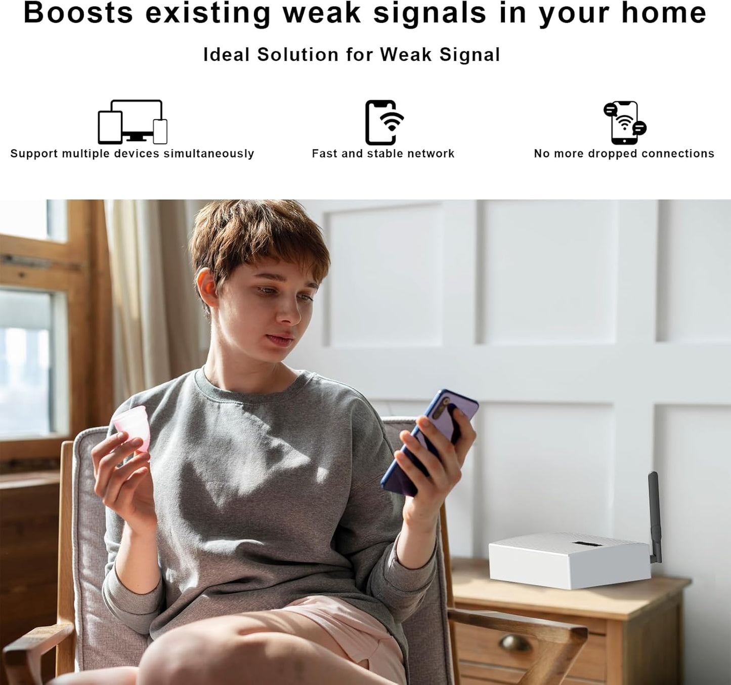 Cell Phone Signal Booster for Home and Office Boost 5G 4G LTE Data Supports Verizon AT&T