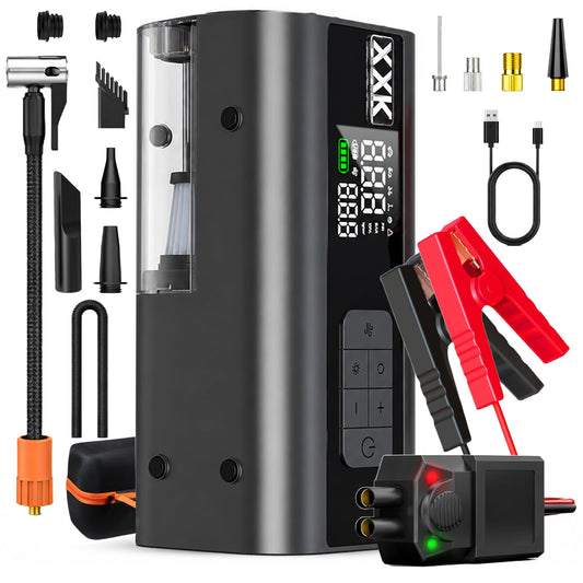 9000A Car Jump Starter with Air Compressor, Vacuum & 26800mAh Battery Pack