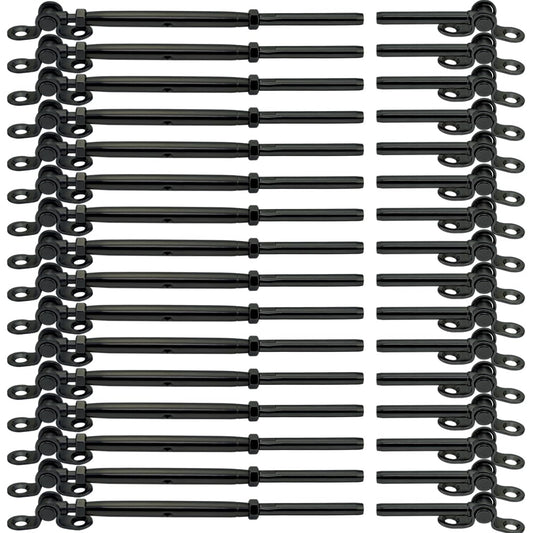 Sowtowe Black Cable Railing Hardware,20 Pairs Black Stainless Steel Cable Railing Kit,for 3/16 Cable Railing System,Adjustable Angle,T316 Marine