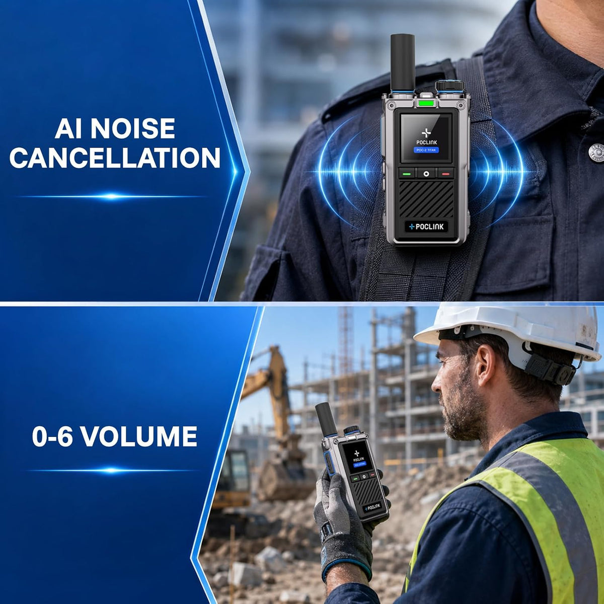 Lifetime Free Global Walkie Talkies Long Range Two Way Raios, Rugged & Shockproof POC Radios with Noise Reduction, Poclink POC-2 Titan-(2 Pack) Unlimited Range PTT 4G LTE Radios for Family, Logistics 2Pack