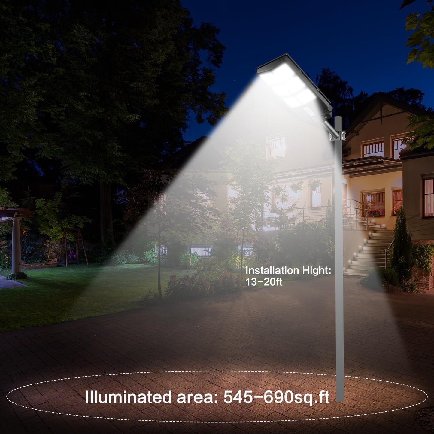 VOOJOY 600W Solar Street Lights Outdoor Waterproof, 30000 Lumens High Brightness Dusk to Dawn LED Solar Street Lamp with Motion Sensor and Remote