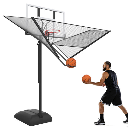 GADFISH Upgrade Basketball Shot Trainer with Net Return Attachment, Basketball Hoop Heavy Duty Basketball Rebounder Ball Return Dark