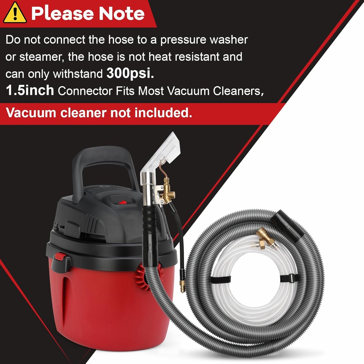 Universal Upholstery Tool with Wand and Hose, Shop Vac Extractor Kit, Converts Vacuum to Carpet and Upholstery Extractor