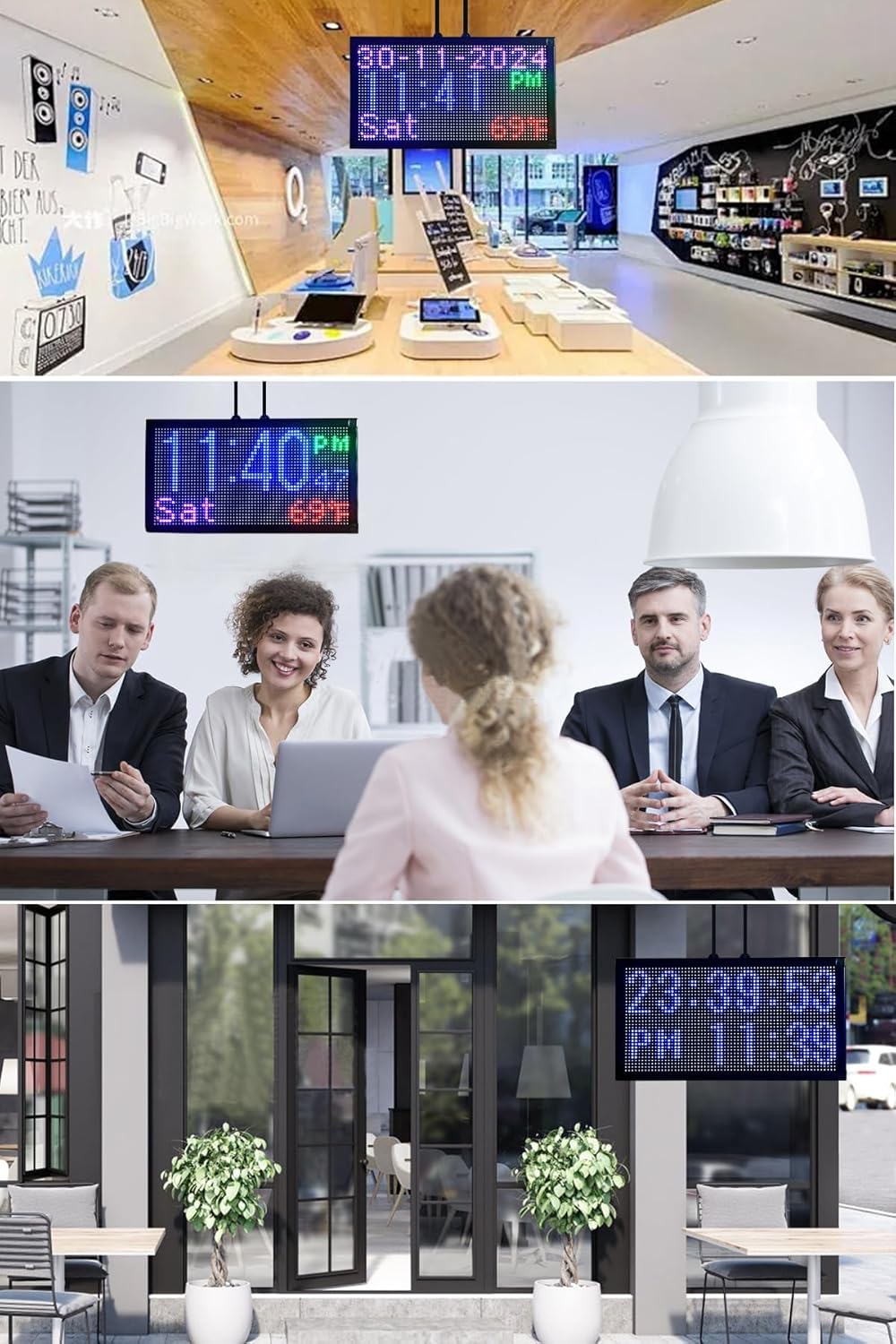 LED Open Closed Sign for Business, 20"x11" Waterproof Outdoor Store Sign with Time, Temperature & Business Hours Display | Remote Control, Auto-Dimming, Bilingual (Abierto/Cerrado) for Shop, Bar