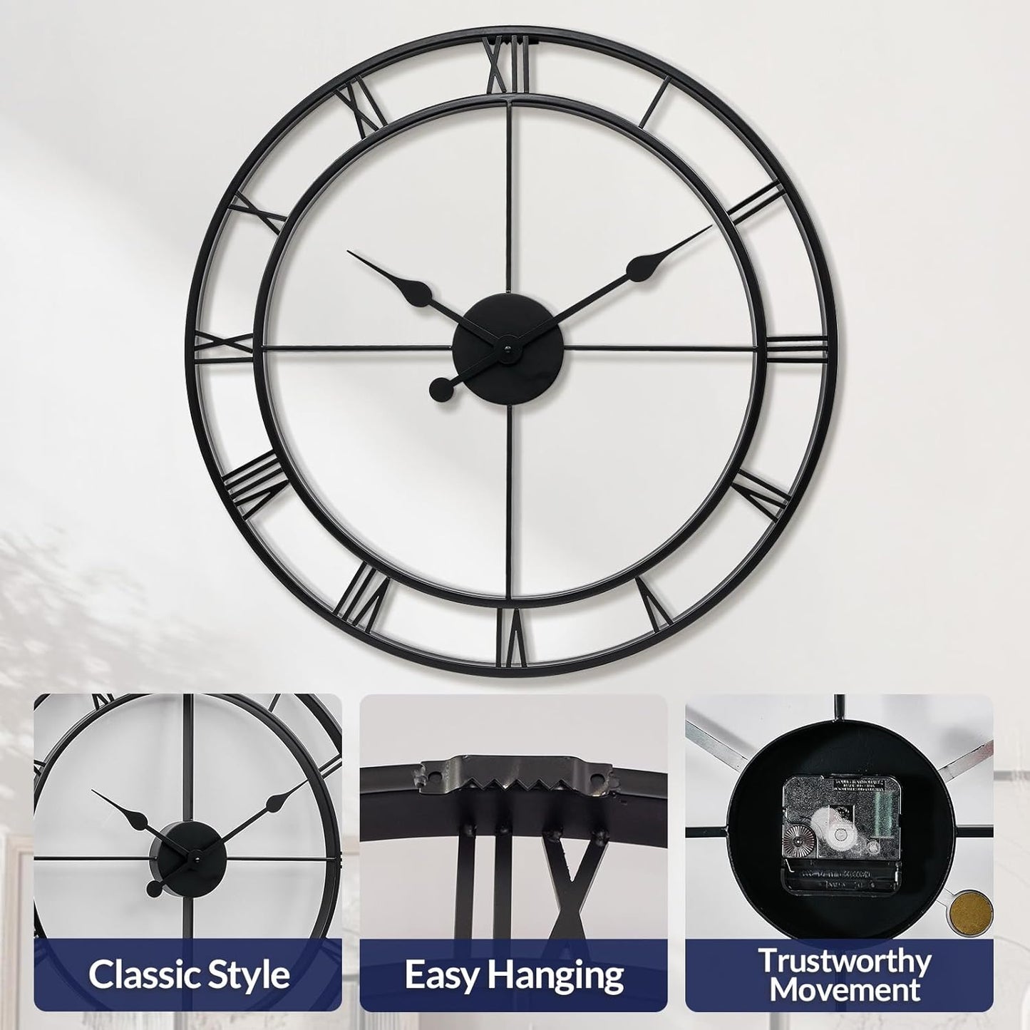 Wall Clock 24' Modern, Battery Operated