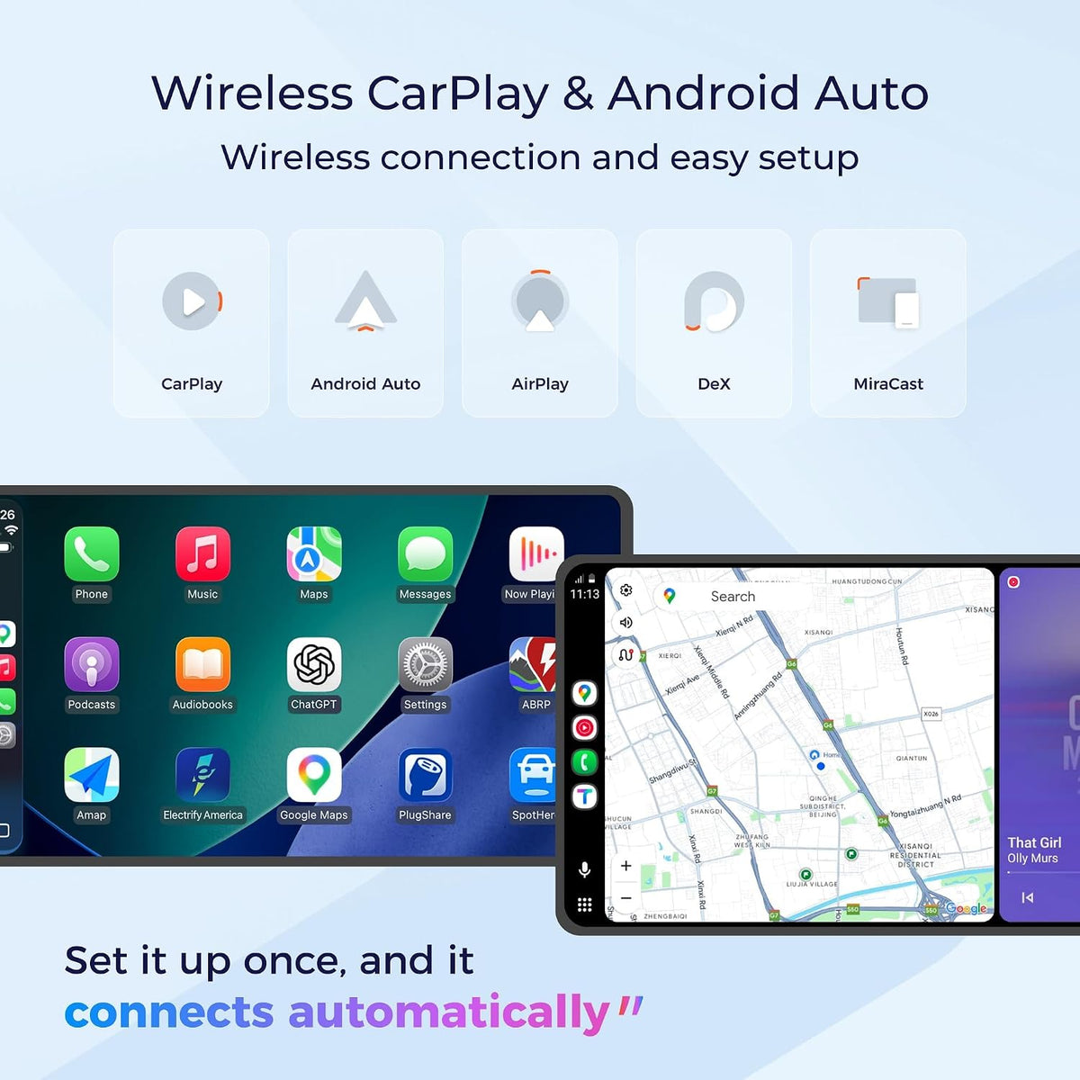 KALOS PAD Wireless Carplay Screen for Car, 9" Carplay & Android Auto Car Stereo, with 1080p Backup Camera, BOE LCD/Mirror Link/Gesture Control/POP Island
