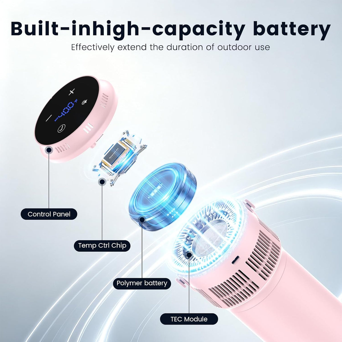 Electric Insulin Cooler Travel Case with 10000mAh Battery, TSA Approved Smart Medicine Storage with Digital Temperature Display for GLP-1, Peptide, Vials, Probiotics & Eye Drops, Pink