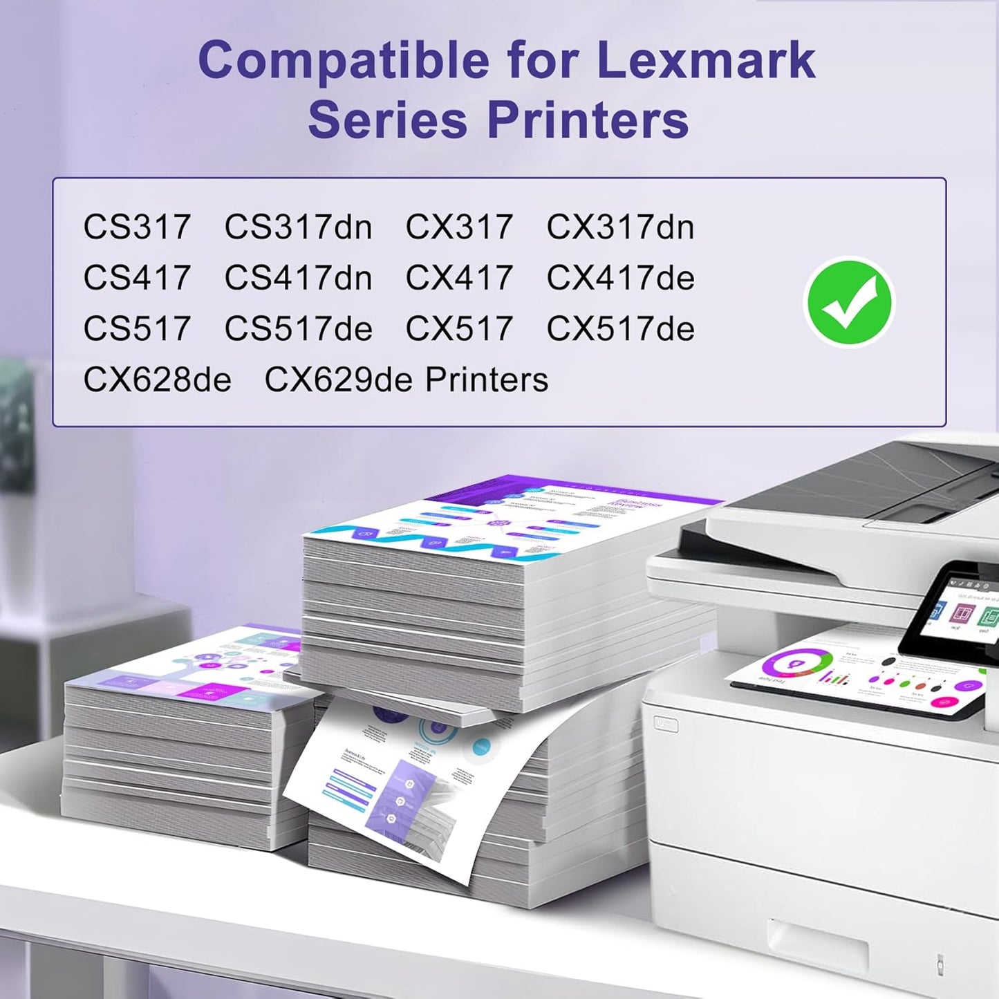 71B0010 Toner Cartridge Set, 4-Pack High Yield Replacement for Lexmark 71B0010 71B10K0 71B10C0 71B10M0 71B10Y0, Compatible with CS317/CX317/CS417/CX417/CS517/CX517 Series Printers (BK/C/M/Y)