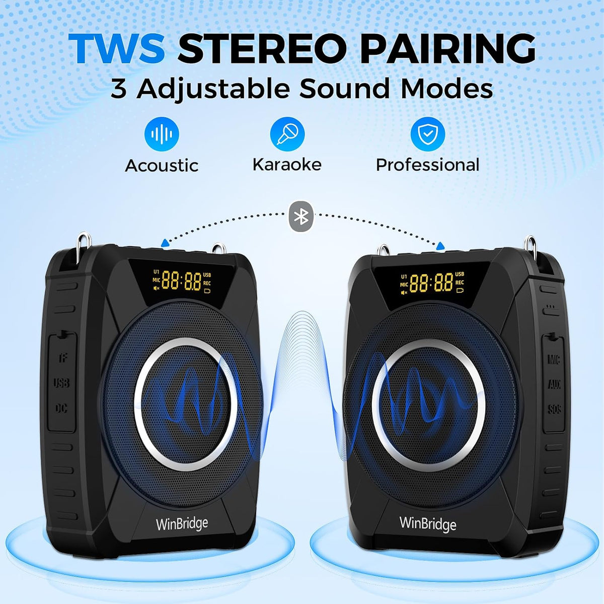 20W Portable Voice Amplifier for Teachers, Wireless Mic, PA Speaker M802
