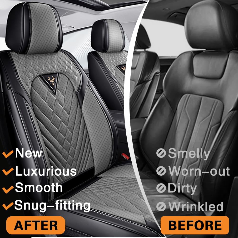 Fit for Toyota Corolla Seat Covers 2001-2026,Premium Leather, 360° Full Protection, Thick Padding & Memory Foam, Waterproof & Stain-Resistant Car Seat Cover Full Set (5 Seat,Black&Gray) Black&Gray -5 seat Toyota Corolla