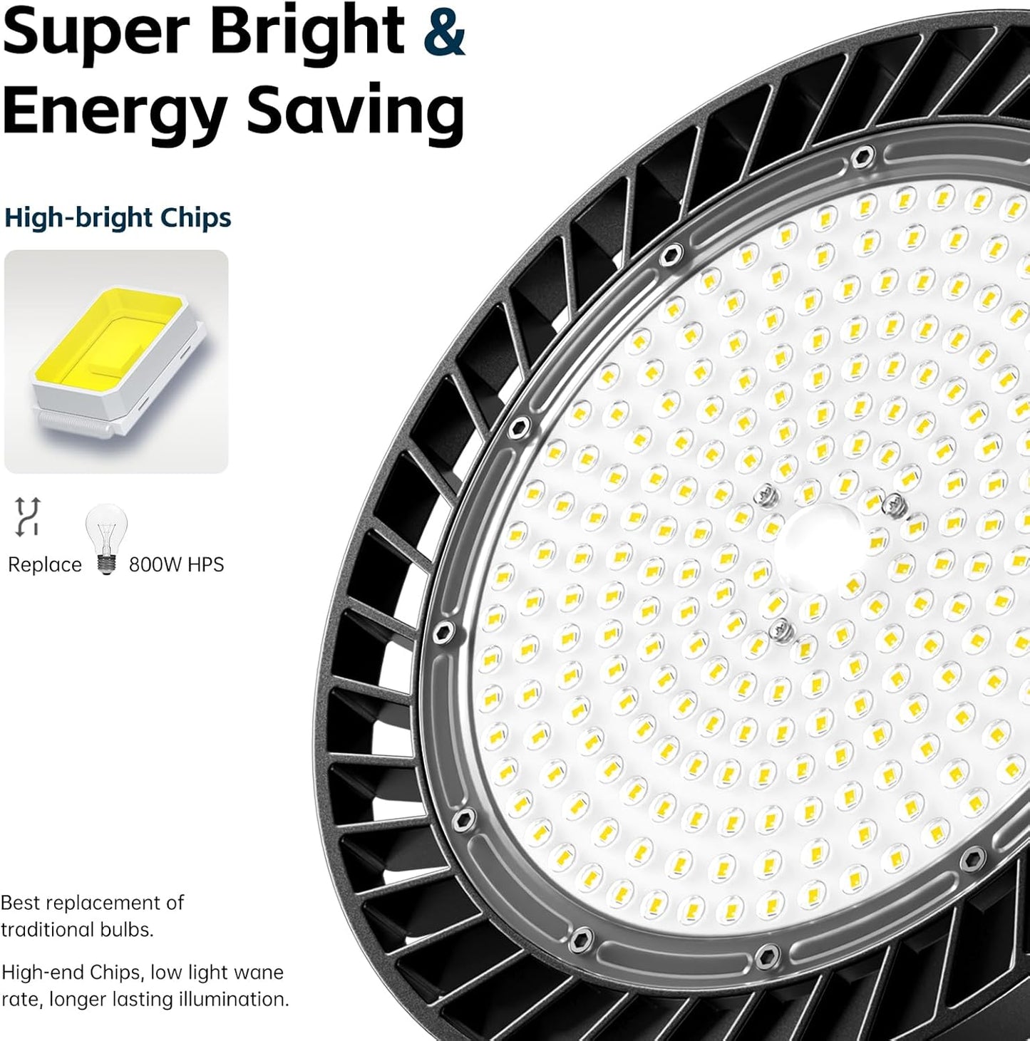 UFO LED High Bay Light 5000K 200W 30000LM AC100-277V with plug High Bay Led Shop Lights Suitable for Warehouse Workshop Factory Gym Garage Barn 6 Pack