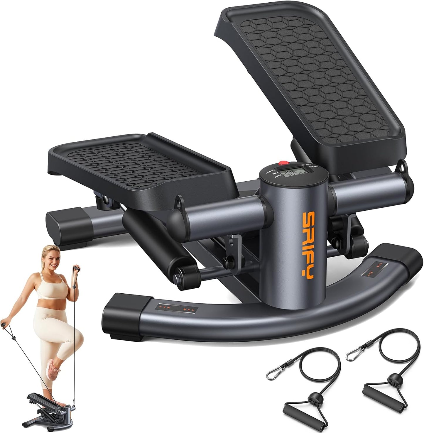 Twist Steppers for Exercise at Home,Stair Stepper with Resistance Bands,Exercise Equipment with 330lbs Capacity,Mini Stepper for Full Body Workout