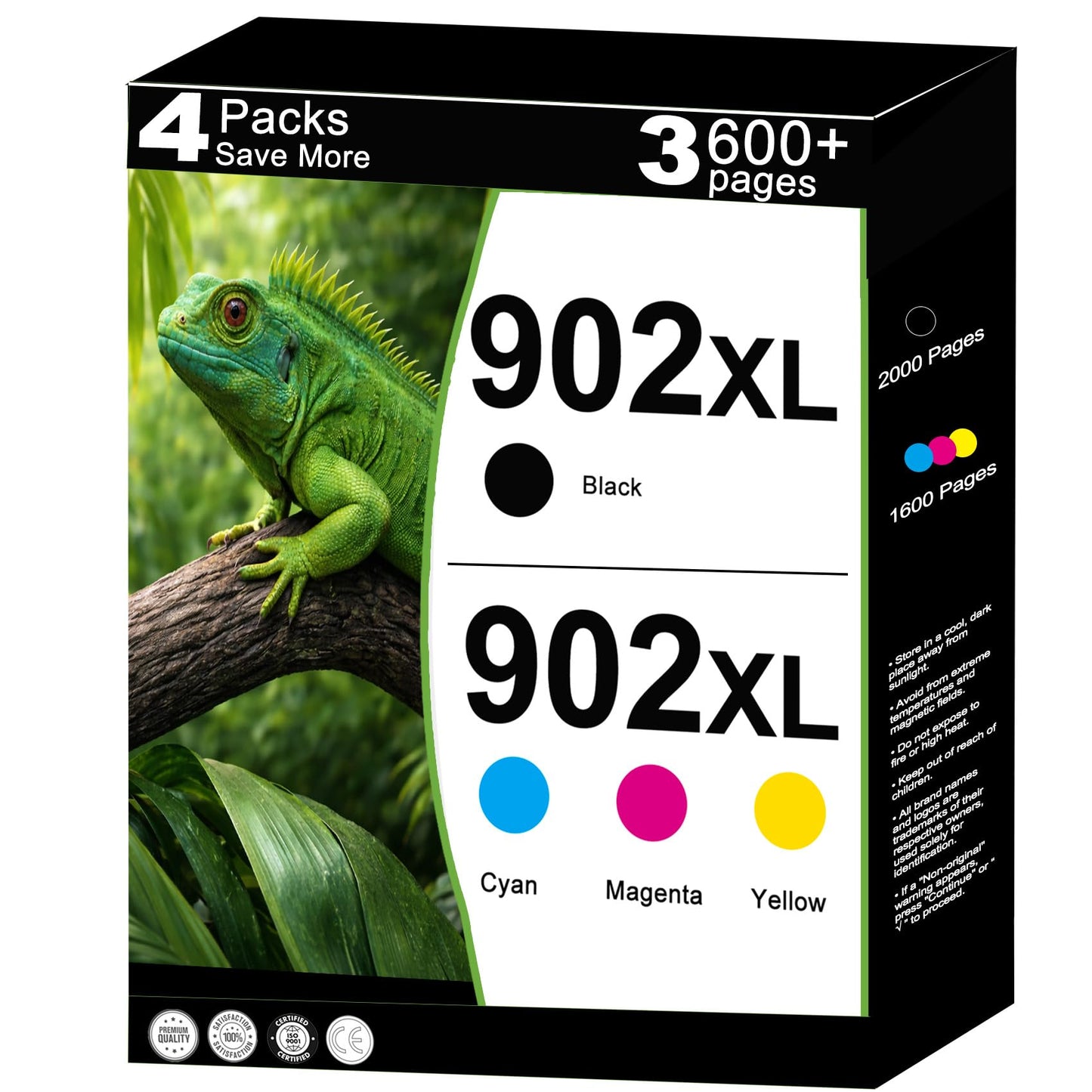 902XL Ink Cartridges 4-Pack Replacement for HP 902 XL T0A39AN Ink Cartridges Combo Pack Work for 6975 6962 6968 6963 6964 6978 6970 6960 6954 6951 6958 6950 6956 6961 Printer Cyan Magenta Yellow Black