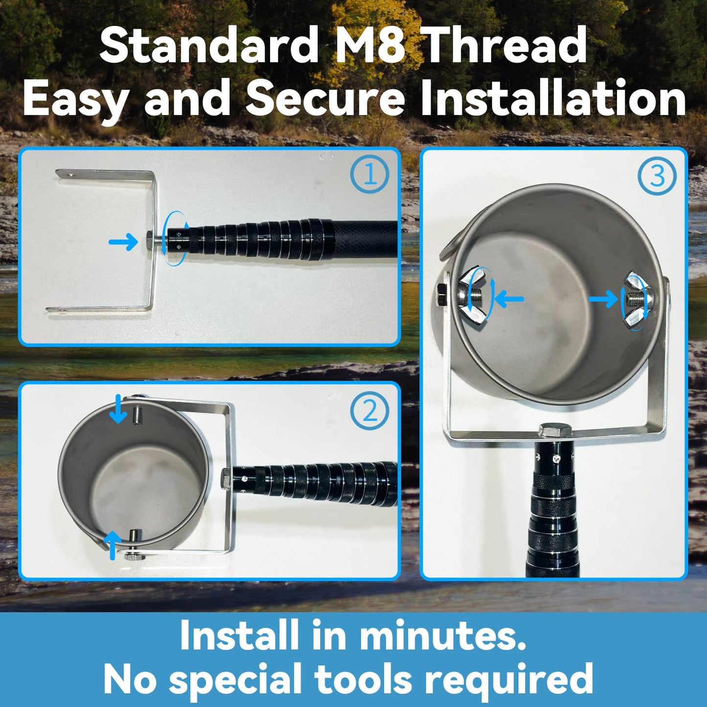 Telescopic Water Sampler, 13ft Carbon Fiber Pole, 28in Collapsed, 17oz Titanium-Coated Stainless Steel Cup, M8 Thread Modular Design for Environmental & Industrial Liquid Testing