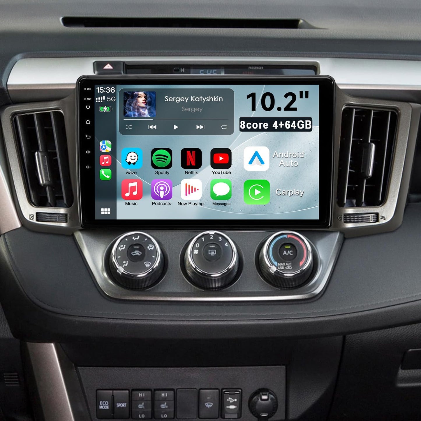 8Core 4+64GB Android 13 Car Radio Stereo for Toyota RAV4 2013-2018, Plug and Play 10.2" Head Unit with Carplay/Android Auto/1080P Backup Camera/AM & FM Radio 10.2''