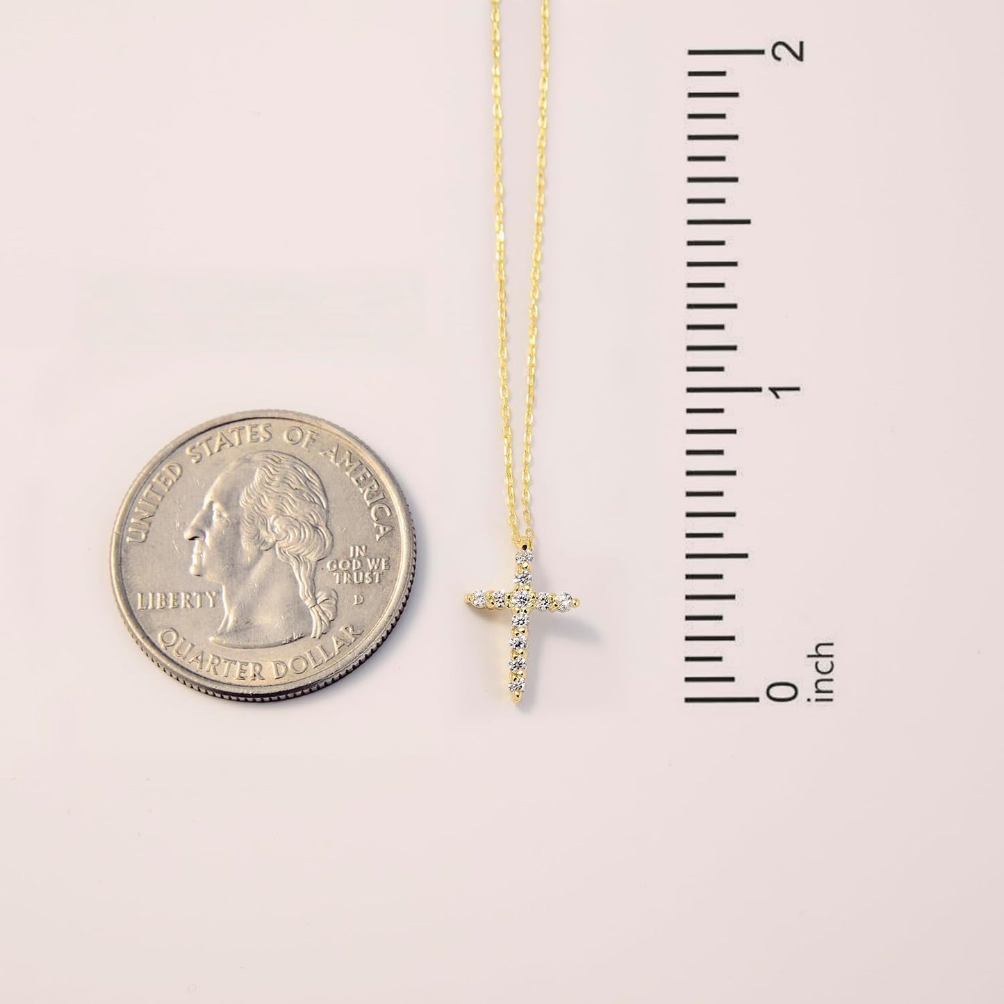 Diamond Cross Necklace 18k Gold Plated Sterling Silver 0.15 ctw Stones