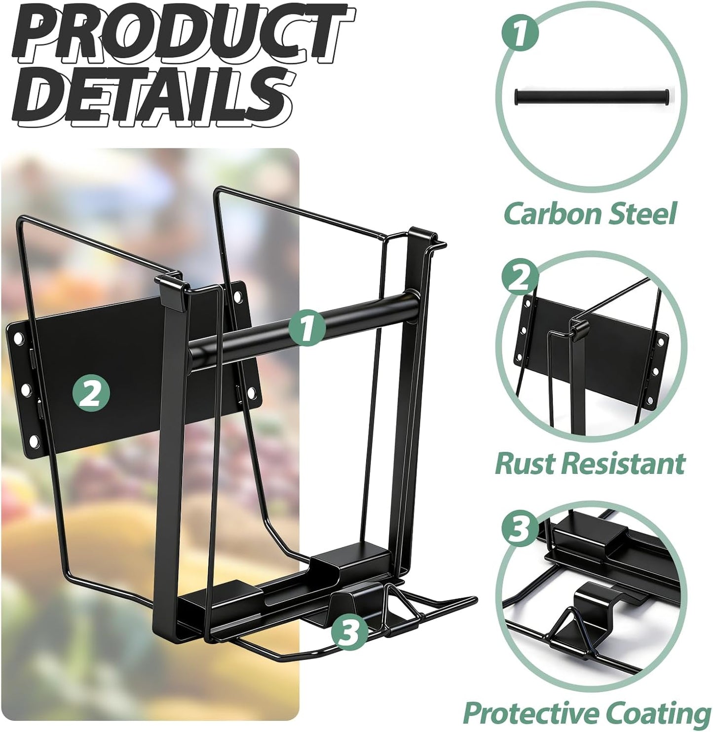 Moxweyeni Narrow Produce Roll Rack for Plastic Bags Holder Organizer 7 x 10 x 8 Inches Wall-Mountable Dispenser Rack with Removable Rod for Kitchen, Supermarket, Grocery And Store