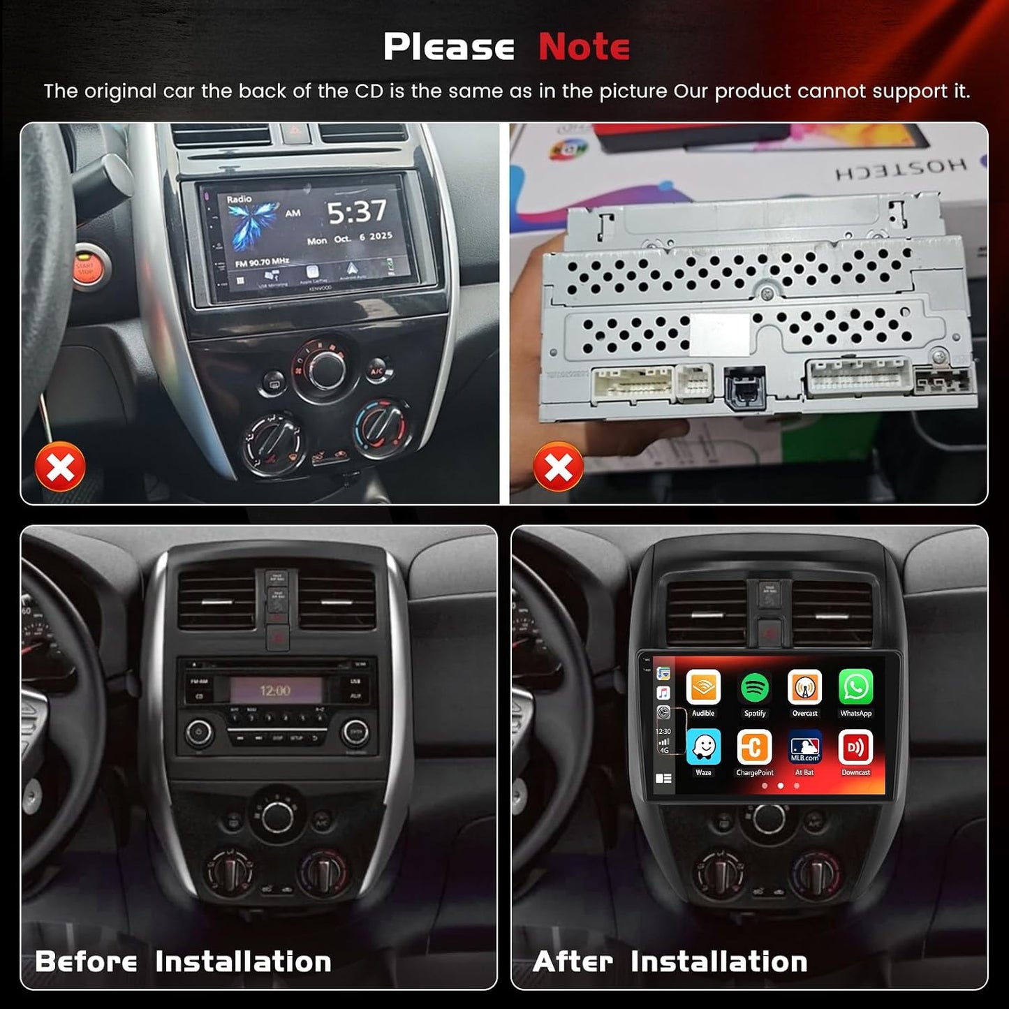 4+128GB Android 15 Car Radio for Nissan Versa Sedan 2015-2019 Wireless Carplay Android Auto, 10.1" 1280 * 720P in-Cell Touch Screen Car Stereo WiFi Bluetooth GPS FM/RDS EQ Backup Camera MIC 4+128GB in-cell Screen