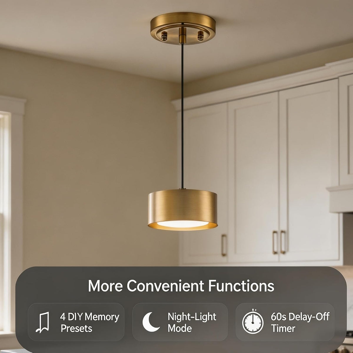 RGBCW Gold Mini Pendant Light LED Hardwired, Kitchen Island