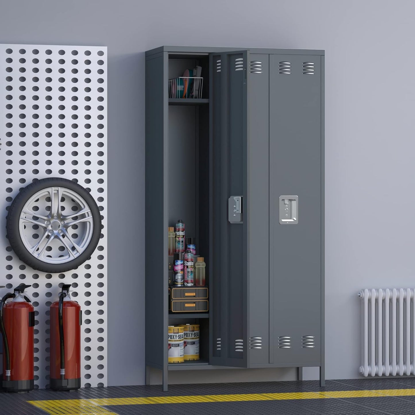 SUXXAN Metal Lockers for Employee, 72&#34; Tall Employee Locker with 3 Doors, Lockers for Storage in Gyms, Homes, Garages, and Offices with Hooks