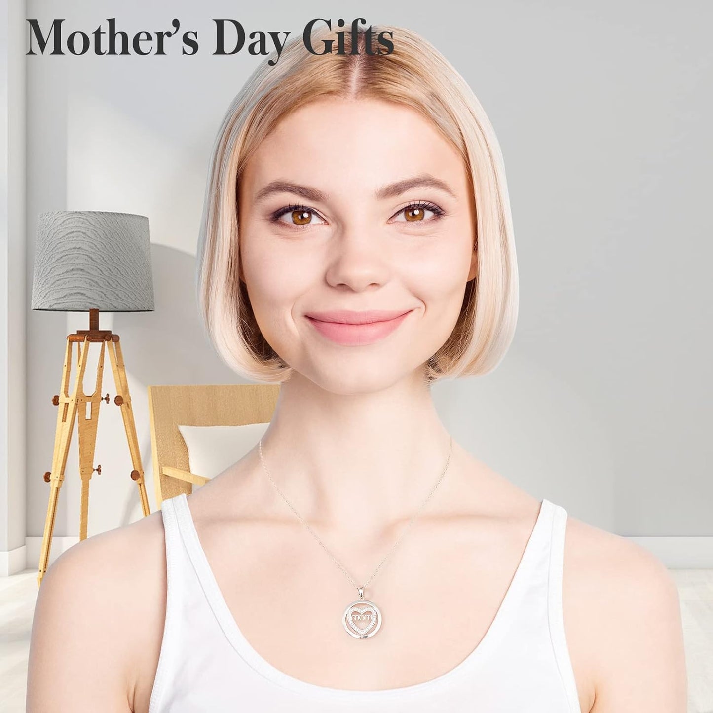 PAITAIN Circle Heart Mom Necklace, Birthday Gifts Mothers Day Gifts for Mom, 925 Sterling Silver Heart Necklace for Women Mom Grandma Wife Daughter