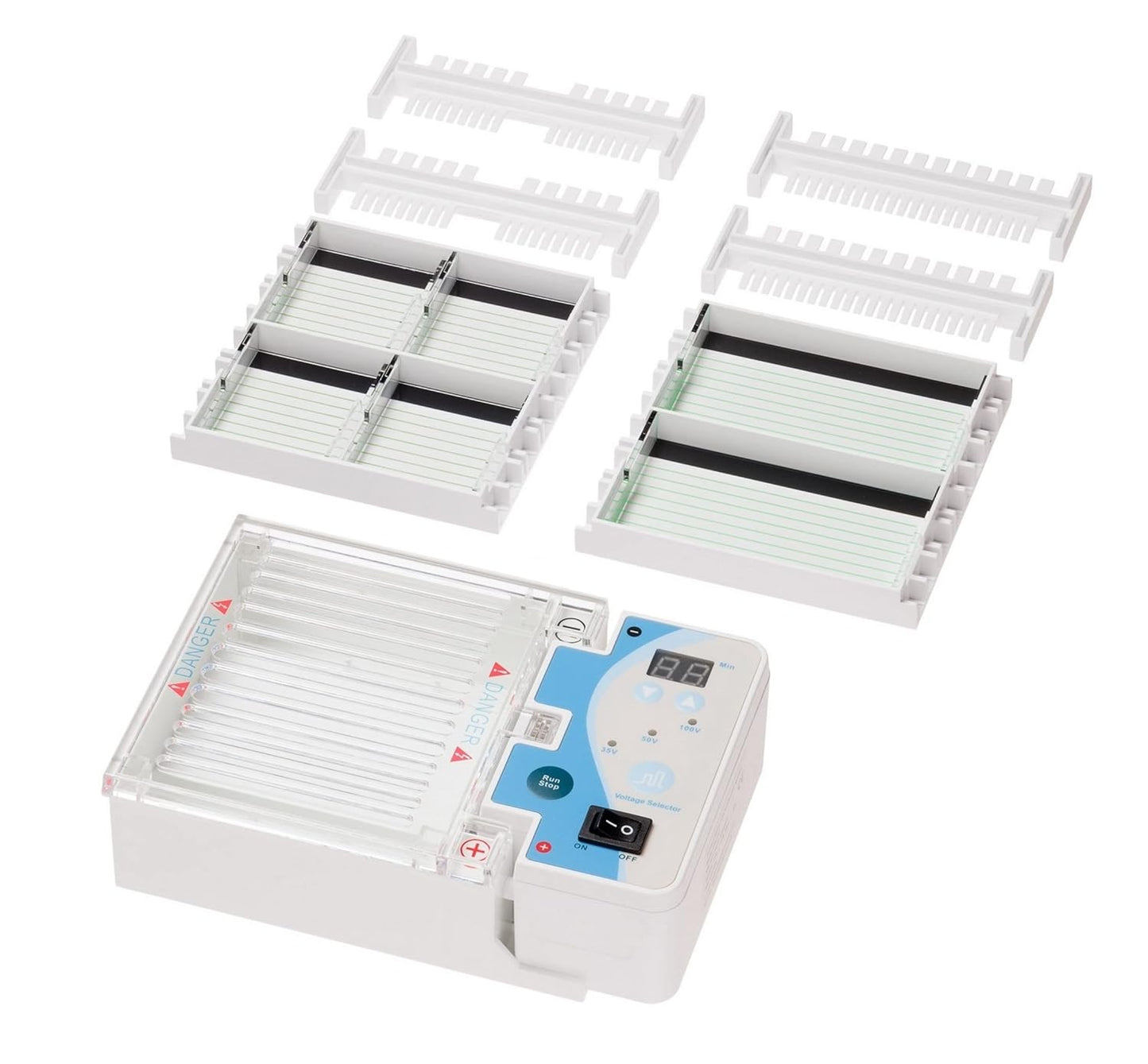 IVYX Scientific Mini Gel Electrophoresis System, with Power Supply 35V 50V 100V and Timer