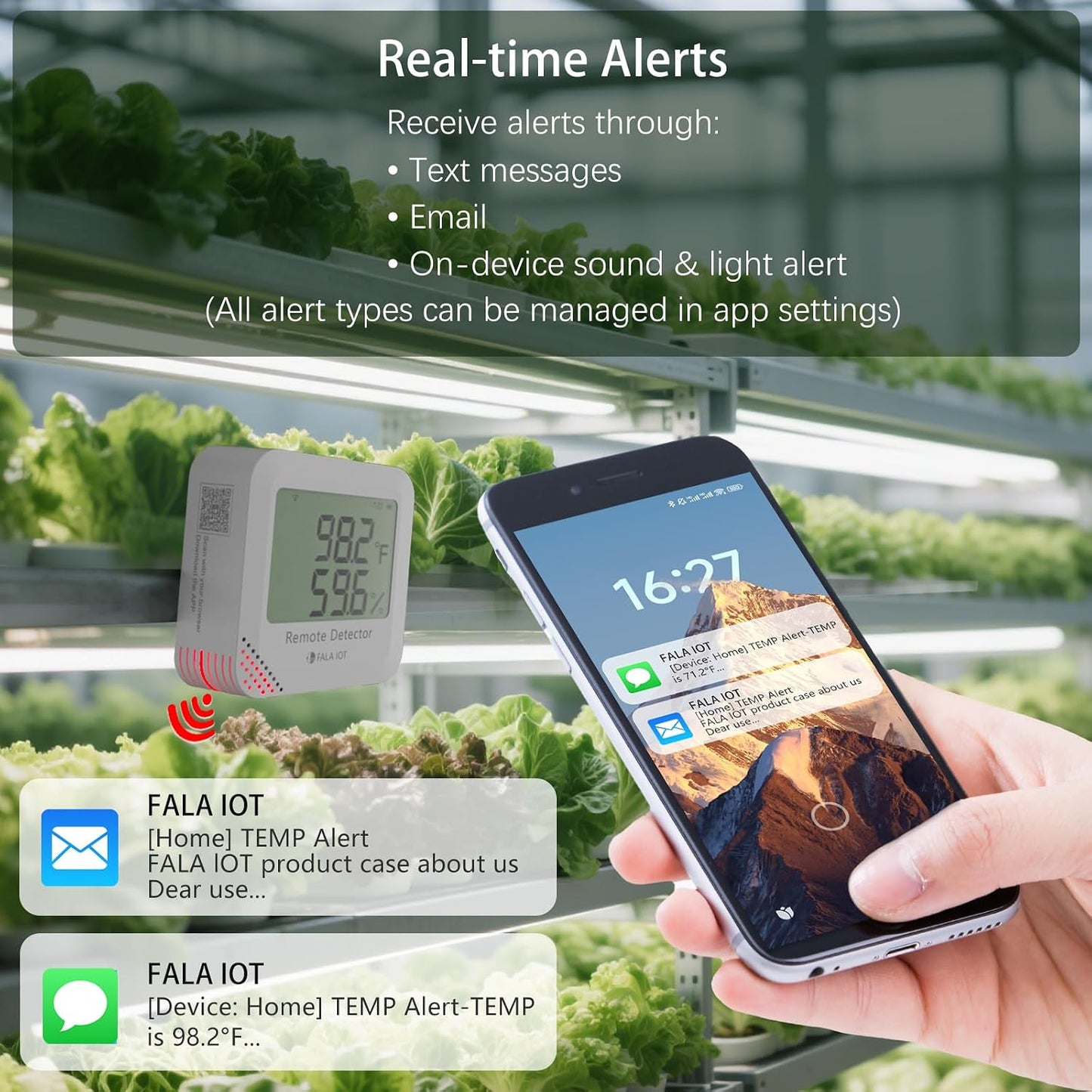 WiFi Temperature & Humidity Sensor, Data Logger, No Subscription | SMS/Email/Sound&Light Alerts, 4 Months Battery Backup, Unlimited Contacts, Idea for RV Pet, Greenhouse, Farm, Server Room