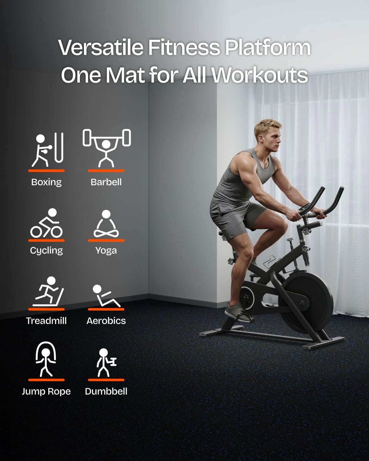 0.56 Inch Thick 48 Sq Ft Gym Flooring for Home Gym, 12 Tiles Robust Rubber Top with Eva Foam Exercise Equipment Mats, Protective Flooring Puzzle Mat for Fitness Room 0.56in Black/Blue 48 Sq Ft (12 Tiles)